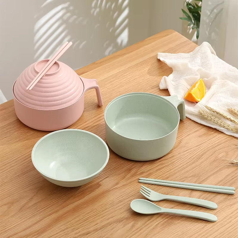 5Pcs Wheat Straw Multifunctional Dinnerware Set 